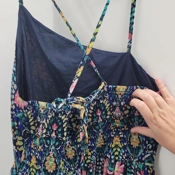 Old Navy Fit &‎ Flare one-shoulder floral maxi dress in Tile Blue sze Large Tall - Picture 6 of 10